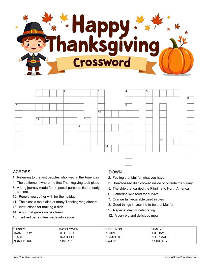 Free Printable – All Free Printable pertaining to Super Teacher Worksheets Thanksgiving Crossword