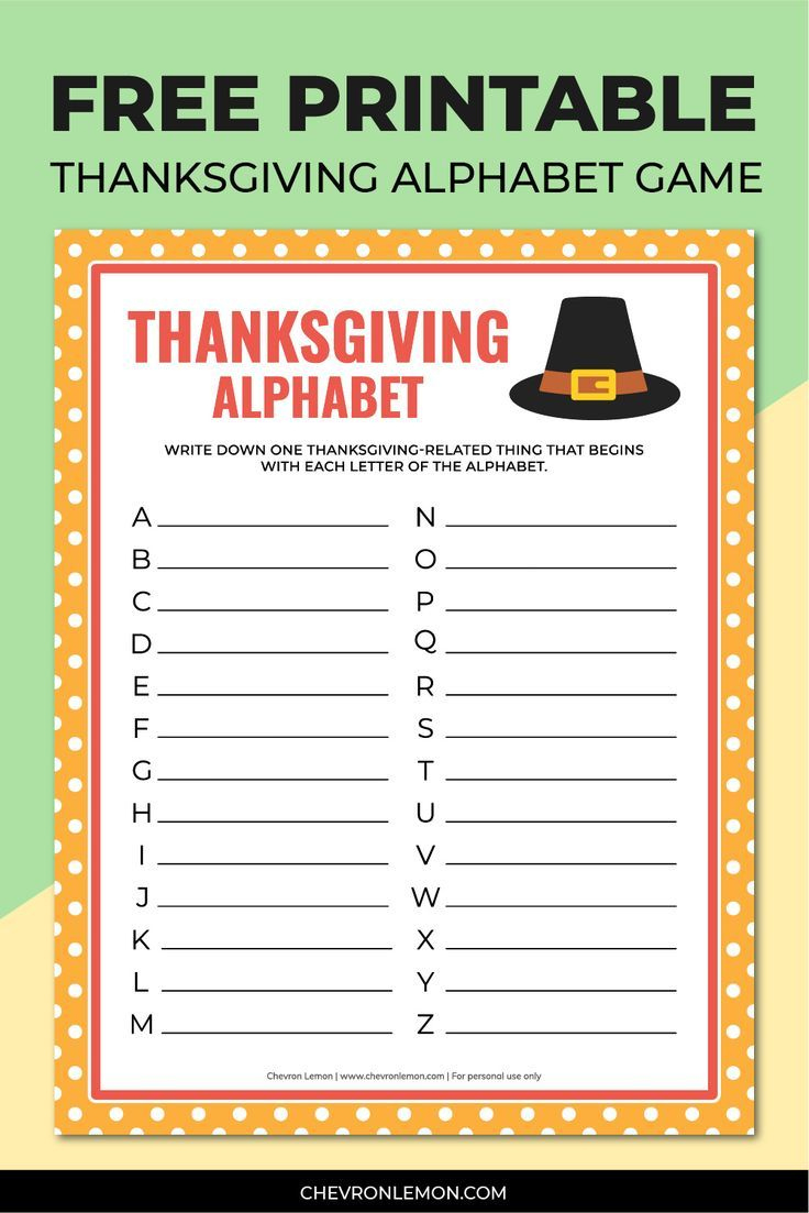 Free Printable Thanksgiving Alphabet Game within Thanksgiving Games Worksheets