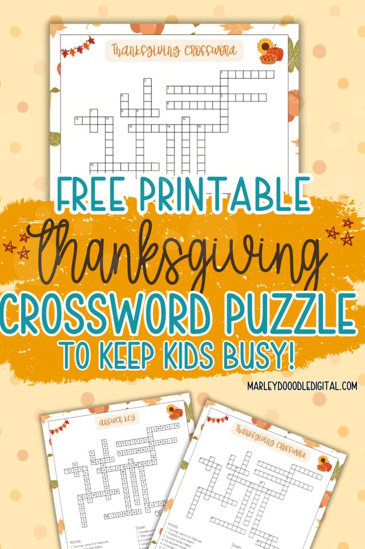 Free Printable Thanksgiving Crossword Puzzle With Answer Key within Super Teacher Worksheets Thanksgiving Crossword