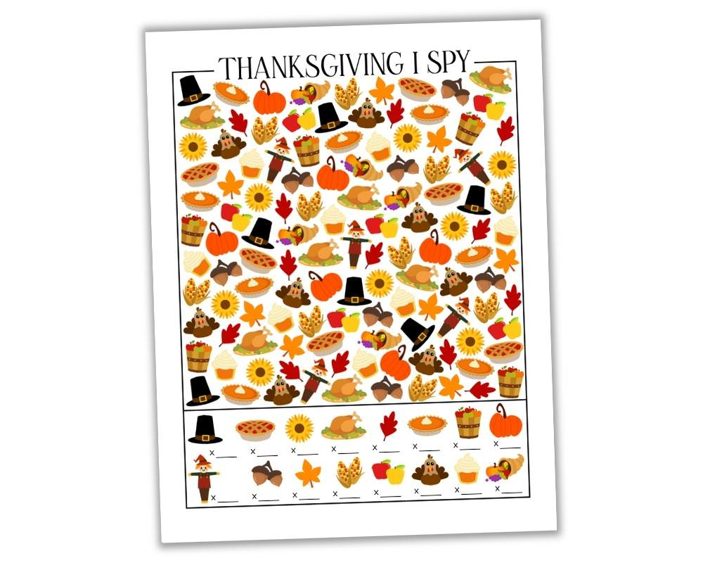 Free Printable Thanksgiving I Spy Sheet (+ Answer Key!) - The inside Thanksgiving I Spy Worksheets