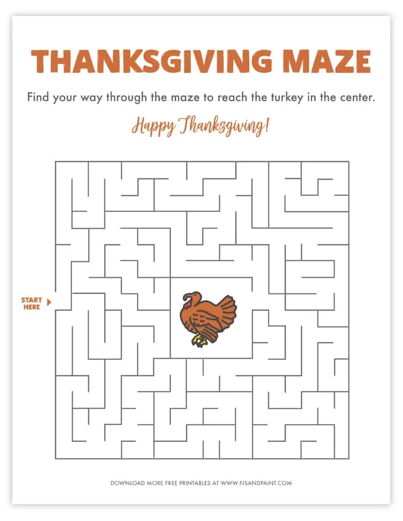 Free Printable Thanksgiving Maze - Thanksgiving Games And Activities throughout Thanksgiving Maze Worksheet
