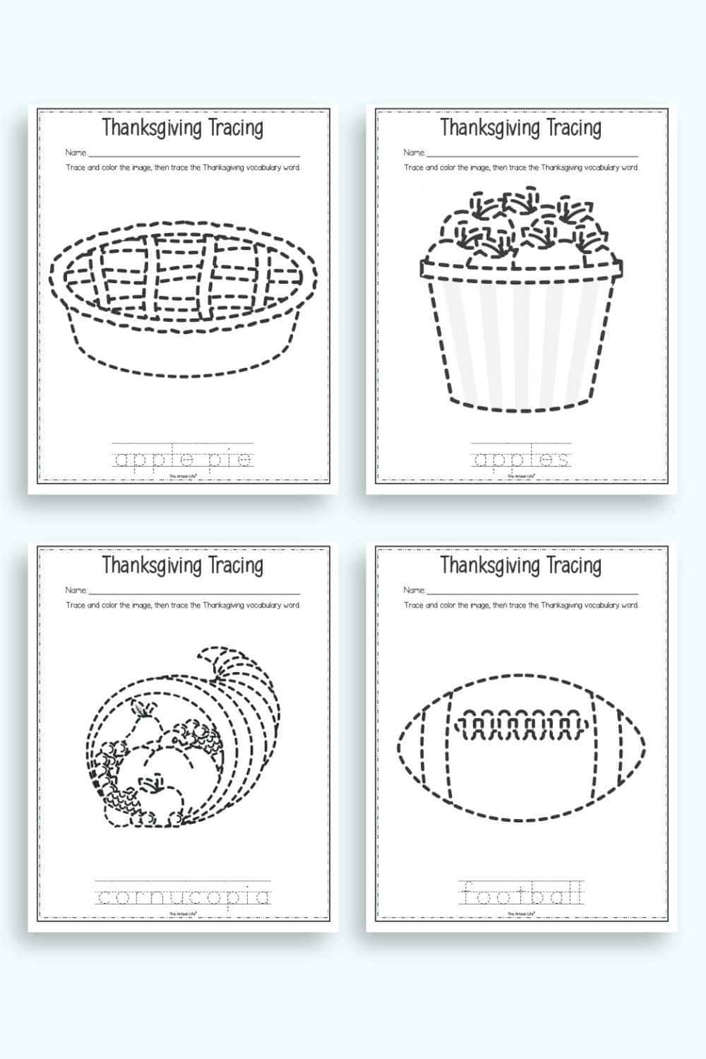 Free Printable Thanksgiving Tracing Worksheets - The Artisan Life with regard to Tracing Thanksgiving Worksheets
