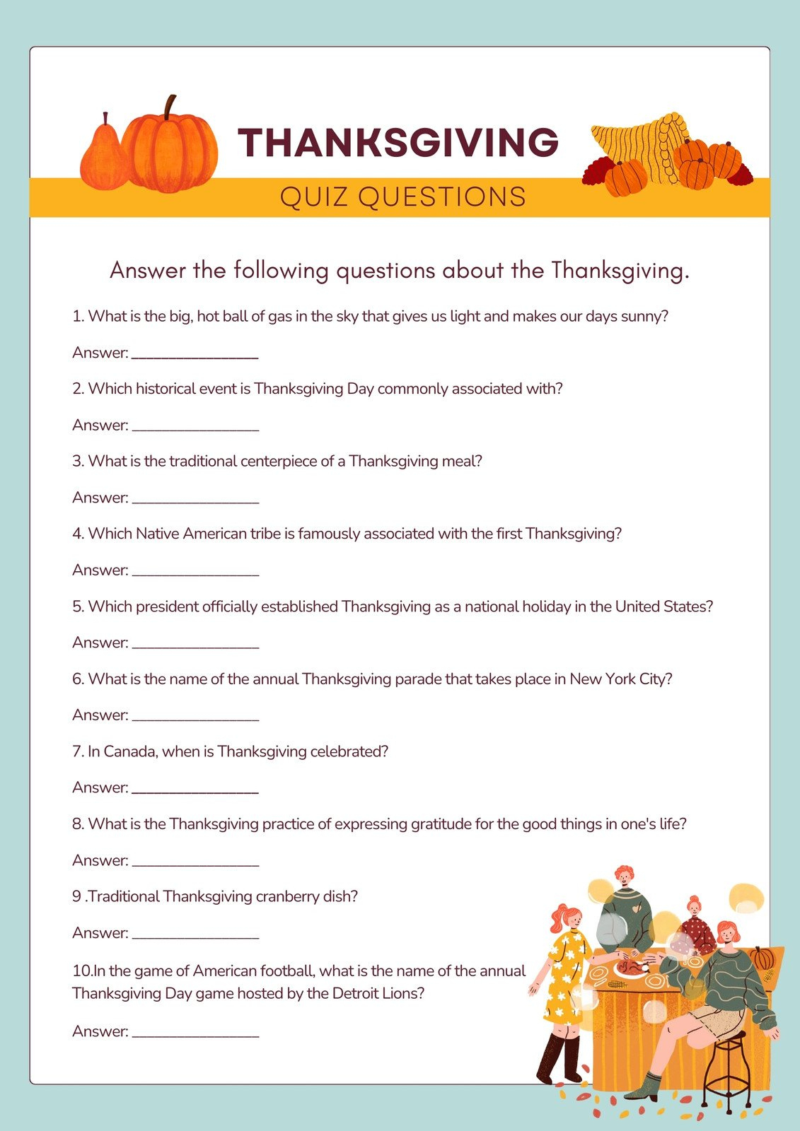 Free Printable Thanksgiving Worksheets For Preschoolers within 7 2 Thanksgiving Worksheet Answers