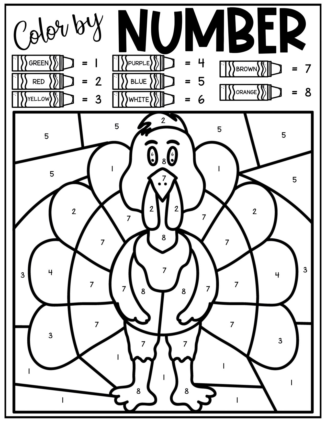 Free Thanksgiving Colornumber Pages - Play Party Plan pertaining to Thanksgiving Color by Number Multiplication Worksheets