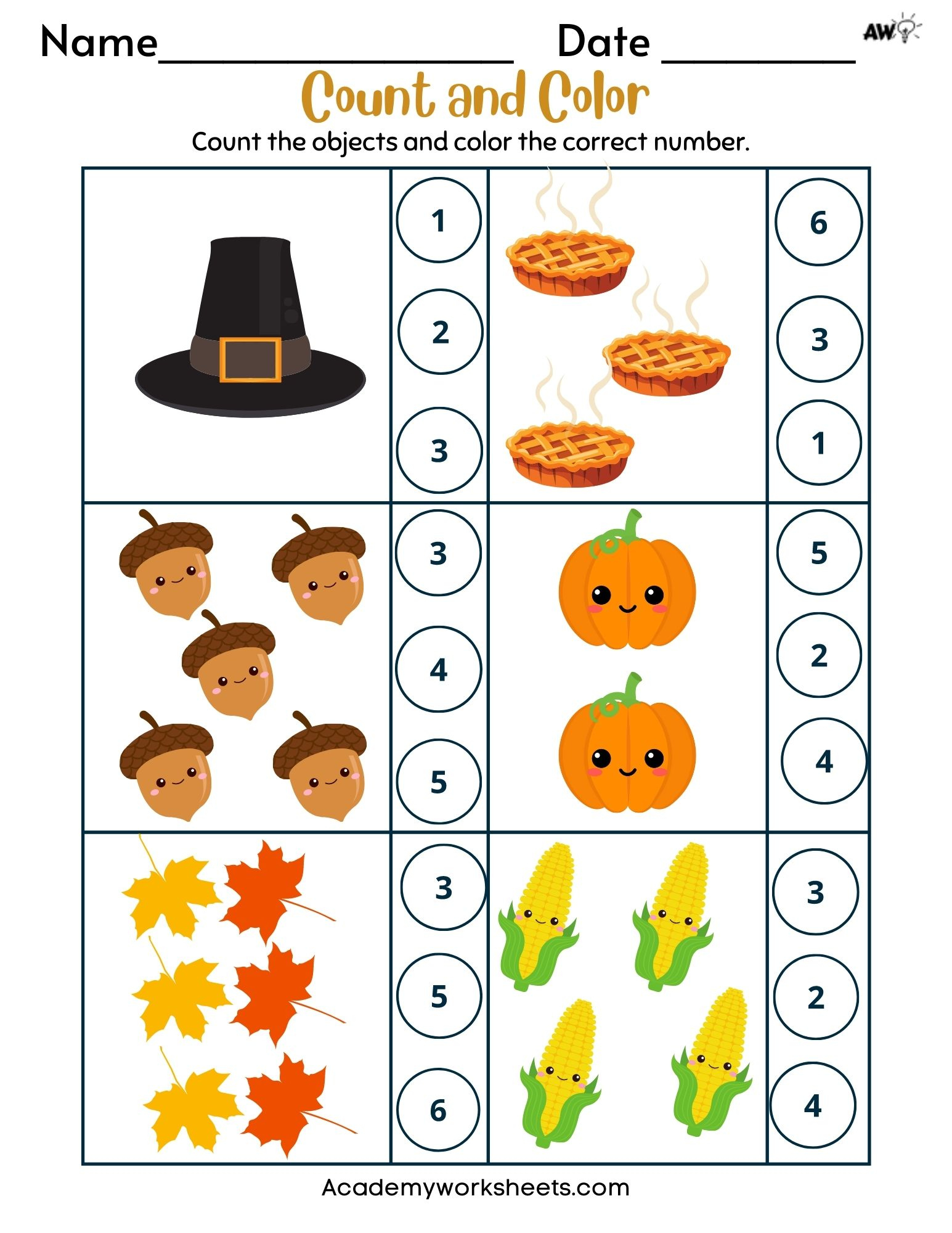 Free Thanksgiving Math Activities For Preschool Kids - Academy inside Preschool Thanksgiving Math Worksheets