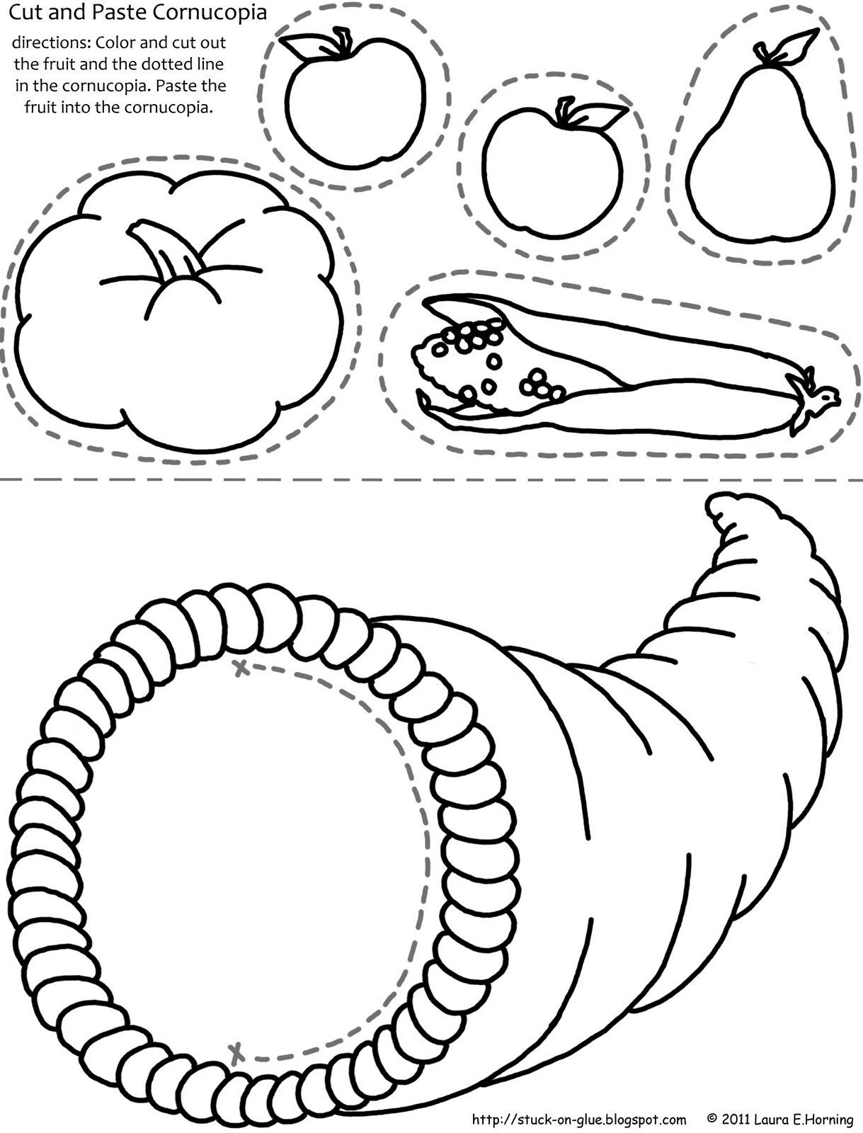 Give Your Octopus A Paintbrush (Or 8): Cut And Paste: Cornucopia intended for Thanksgiving Cut and Paste Worksheets