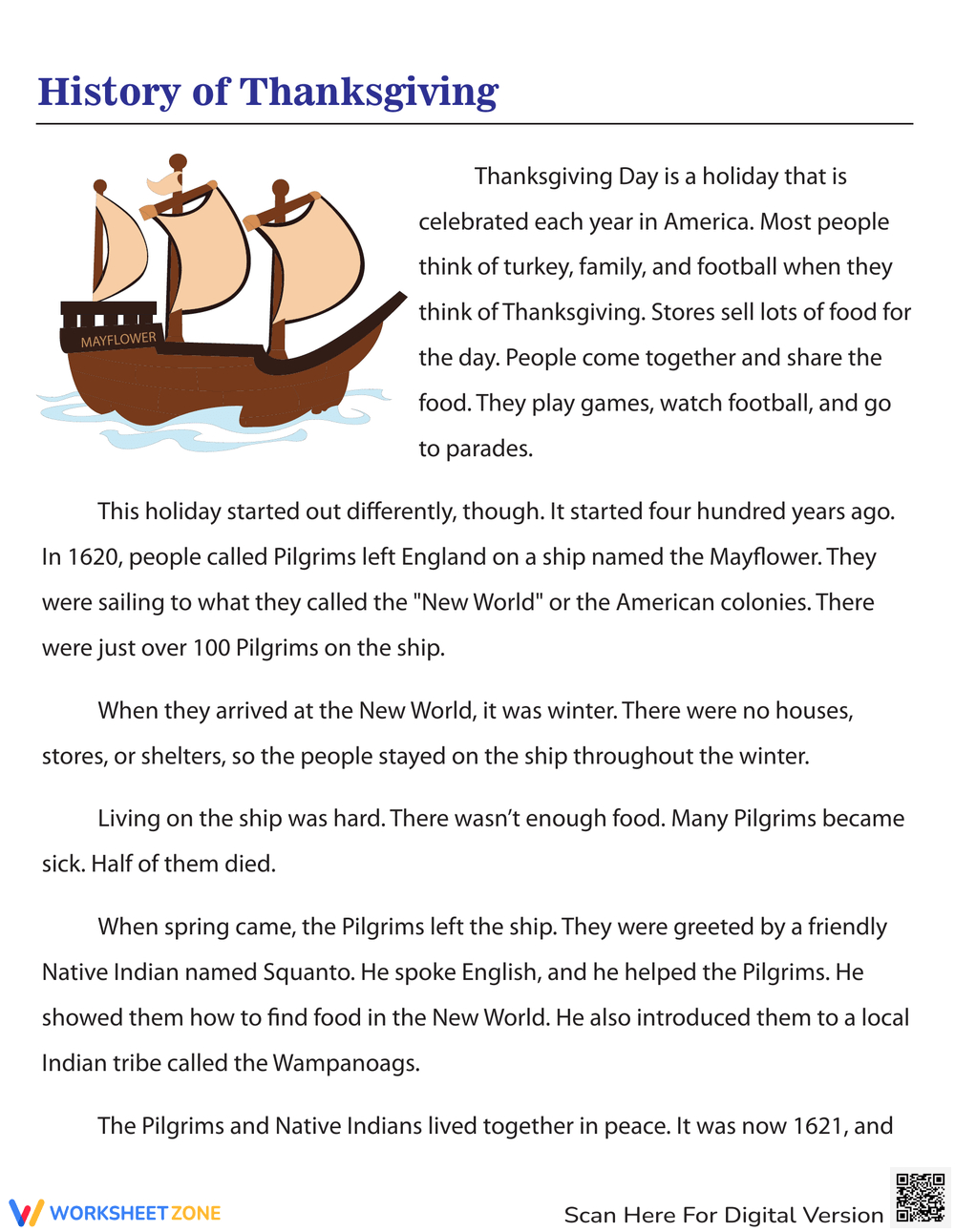 Grade 5 Thanksgiving Worksheets &amp;amp; Printable in Thanksgiving History Worksheets
