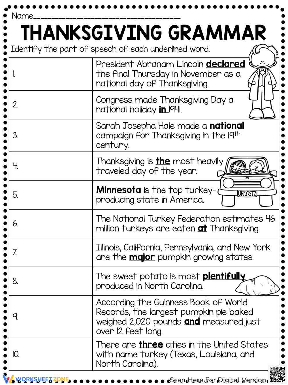 Grade 5 Thanksgiving Worksheets &amp;amp; Printable intended for Thanksgiving Grammar Worksheet