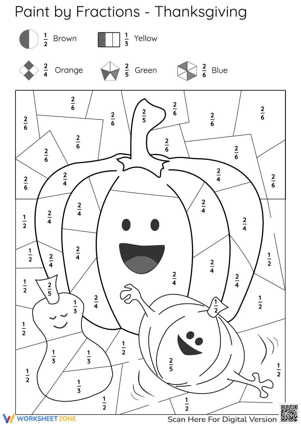 Grade 6 Thanksgiving Fraction Worksheets Worksheets regarding Thanksgiving Fractions Worksheets