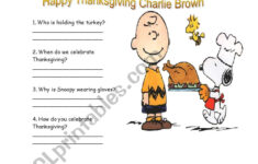 Happy Thanksgiving Charlie Brown - Esl Worksheethschneider throughout Charlie Brown Thanksgiving Worksheet