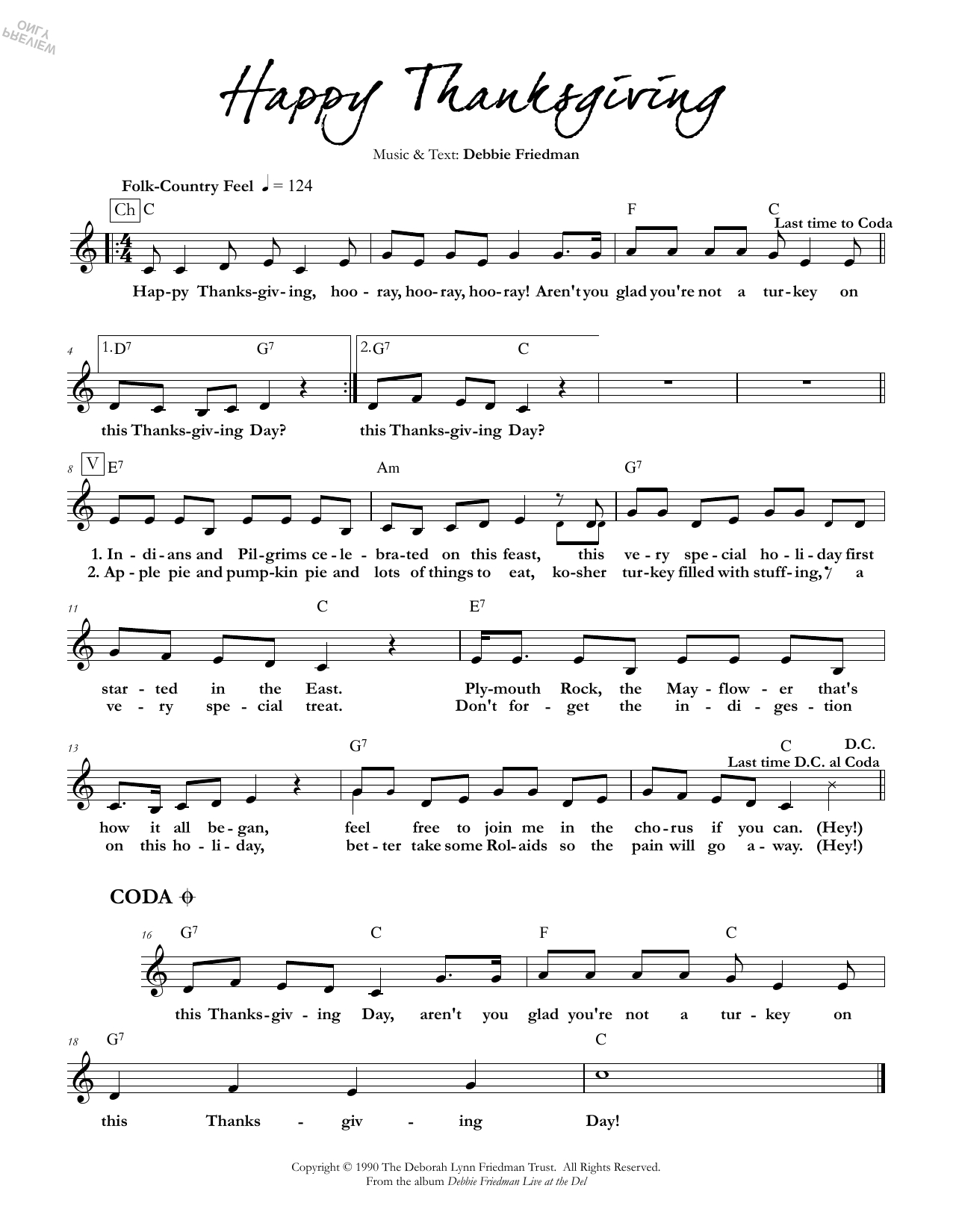 Happy Thanksgivingdebbie Friedman Sheet Music For Lead Sheet for Thanksgiving Piano Worksheets