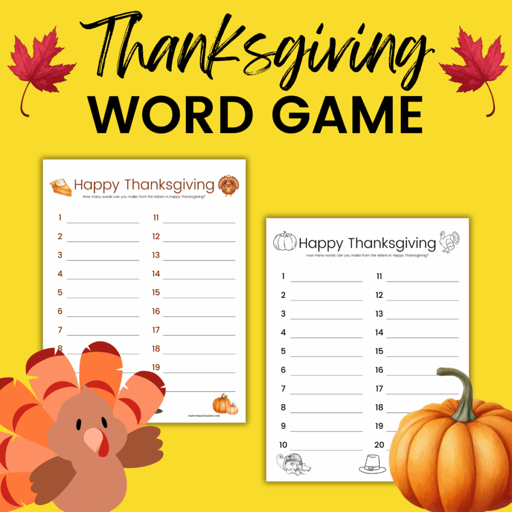 How Many Words Can You Make From Happy Thanksgiving - Simply Full with How Many Words Can You Make From Thanksgiving Worksheet