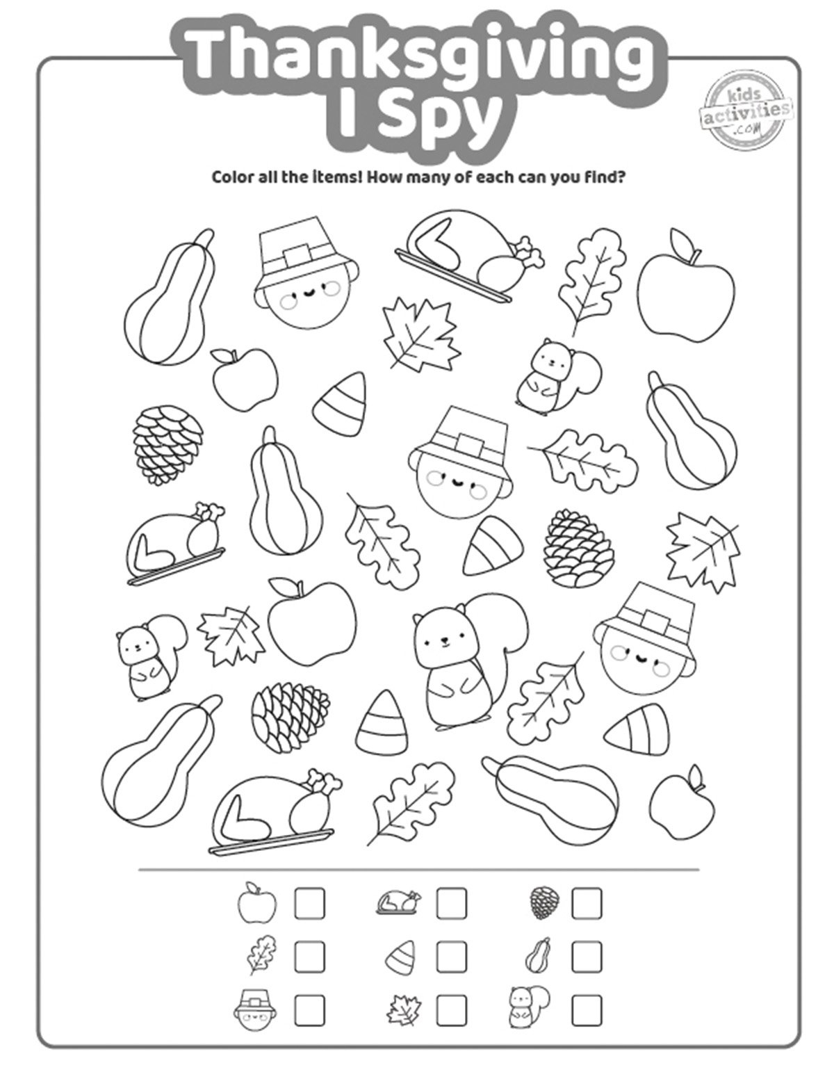 I Spy Thanksgiving Worksheets For Kids Of All Ages | Kids with regard to Free Printable Preschool Thanksgiving Worksheets