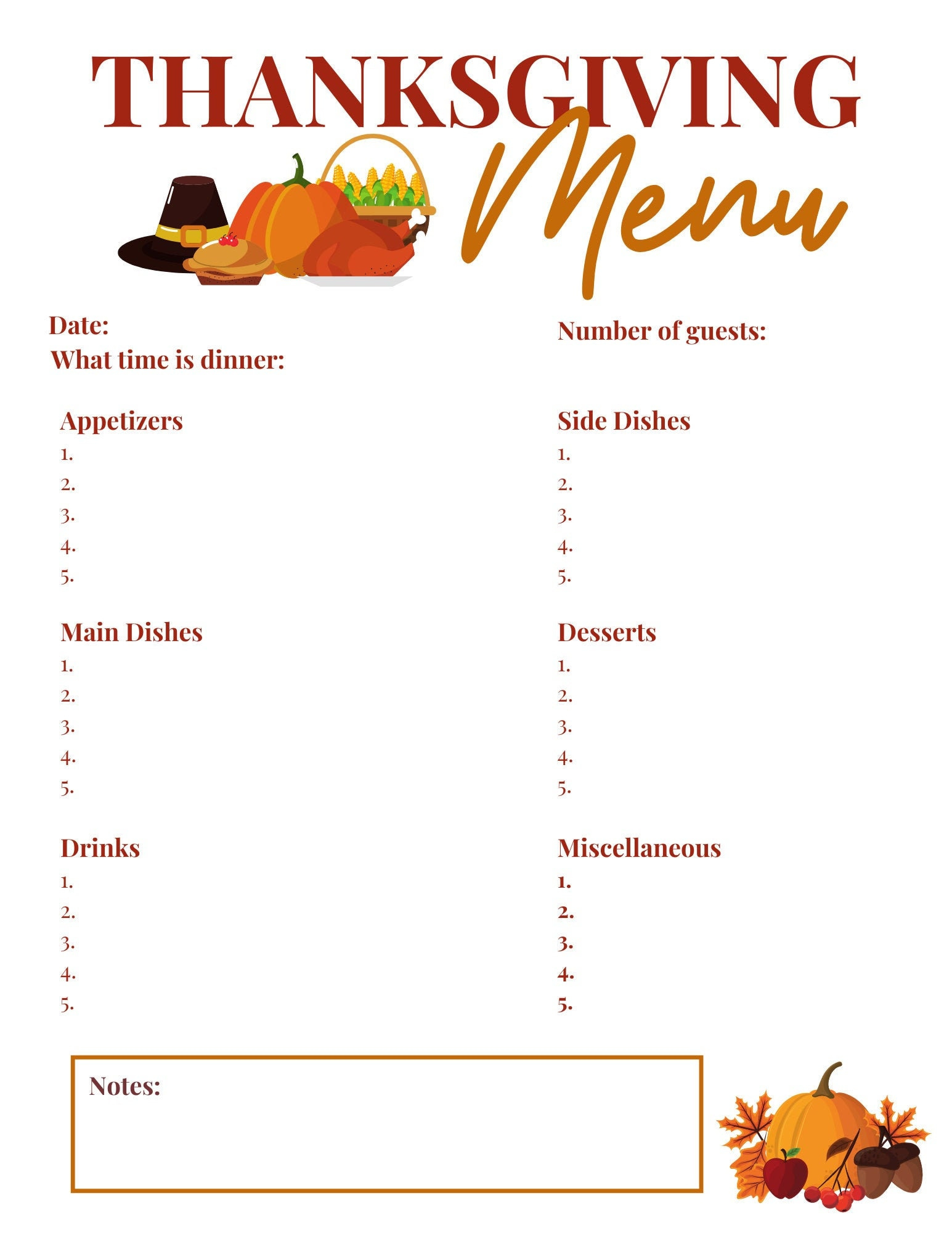 Instant Download Thanksgiving Menu And Shopping List, Thanksgiving pertaining to Thanksgiving Menu Worksheet