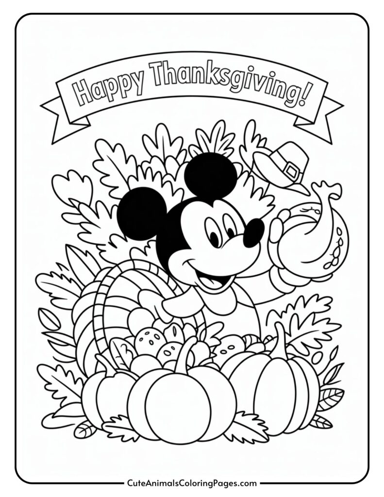 Mickey Mouse Thanksgiving Coloring Page (9 Coloring Sheets) - Cute in Thanksgiving Coloring Worksheet