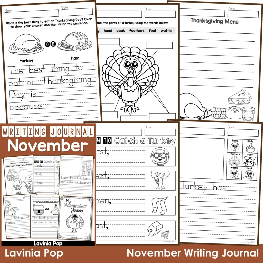 November Writing Journal - In My World throughout Thanksgiving Main Idea Worksheets