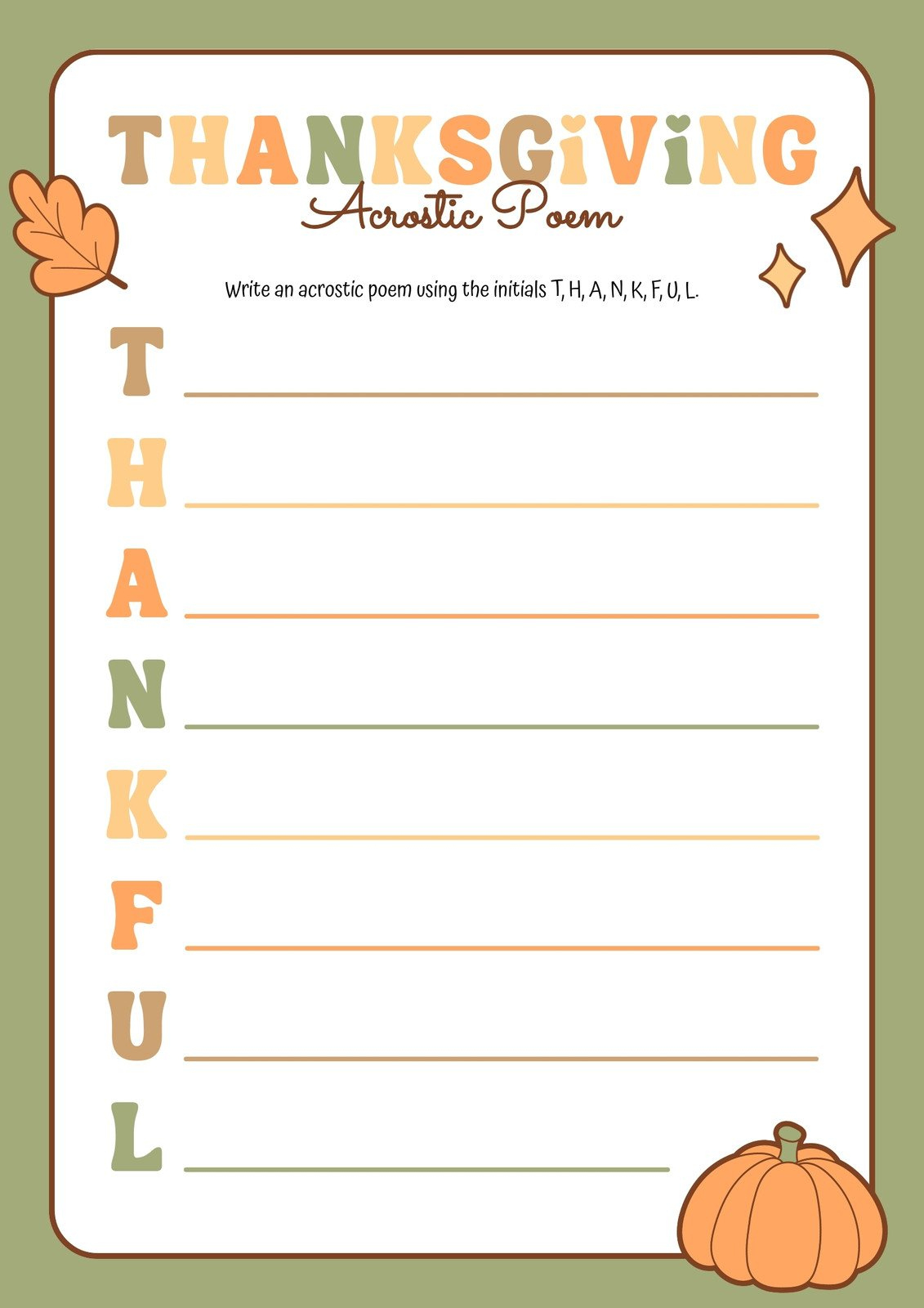 Page 4 - Free Printable Thanksgiving Worksheet Templates | Canva for Thanksgiving Poem Worksheet