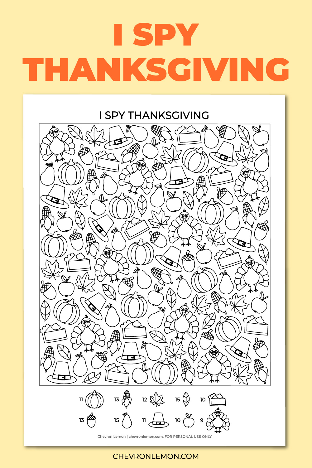 Printable I Spy Thanksgiving Game - Chevron Lemon intended for Thanksgiving I Spy Worksheet