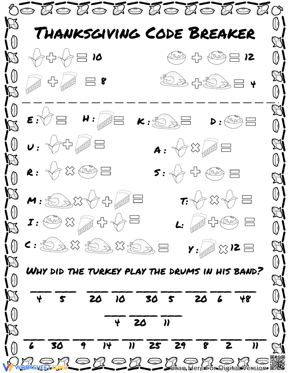 Printable Thanksgiving Fill In The Blanks Worksheets throughout Thanksgiving Math Worksheets 5Th Grade