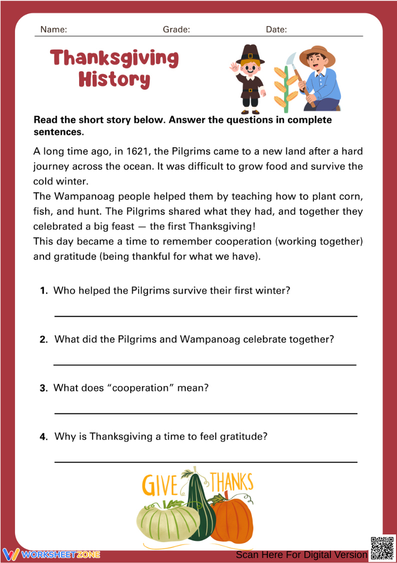 Printable Thanksgiving History Worksheets for The Real Story Of Thanksgiving History Channel Worksheet