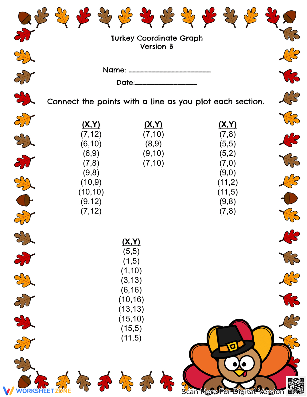 Printable Thanksgiving Plotting Point Worksheets Worksheets pertaining to Free Thanksgiving Coordinate Graphing Picture Worksheets