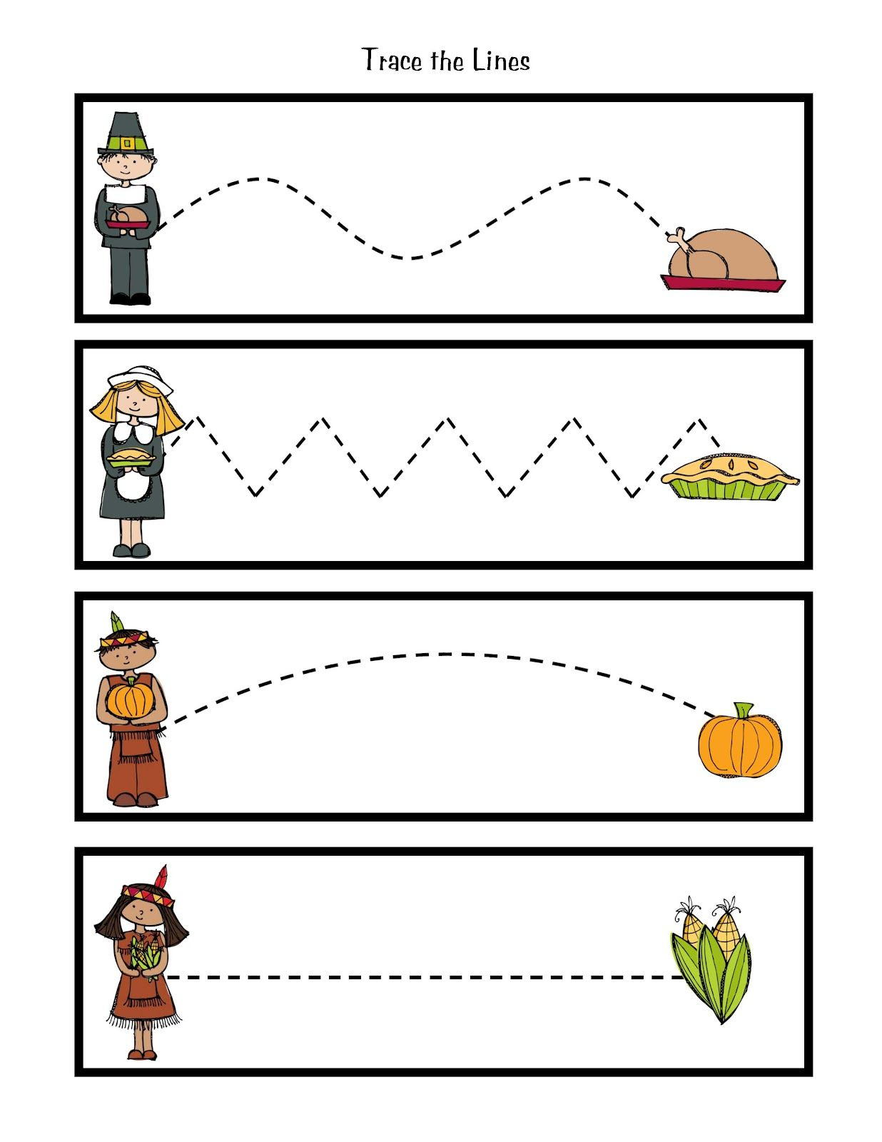 Shape Hopscotch intended for Thanksgiving Tracing Worksheets Preschool