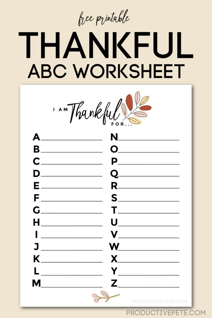 Thankful Abc Worksheet | Free Printable For Gratitude List At inside Thanksgiving Abc Worksheets