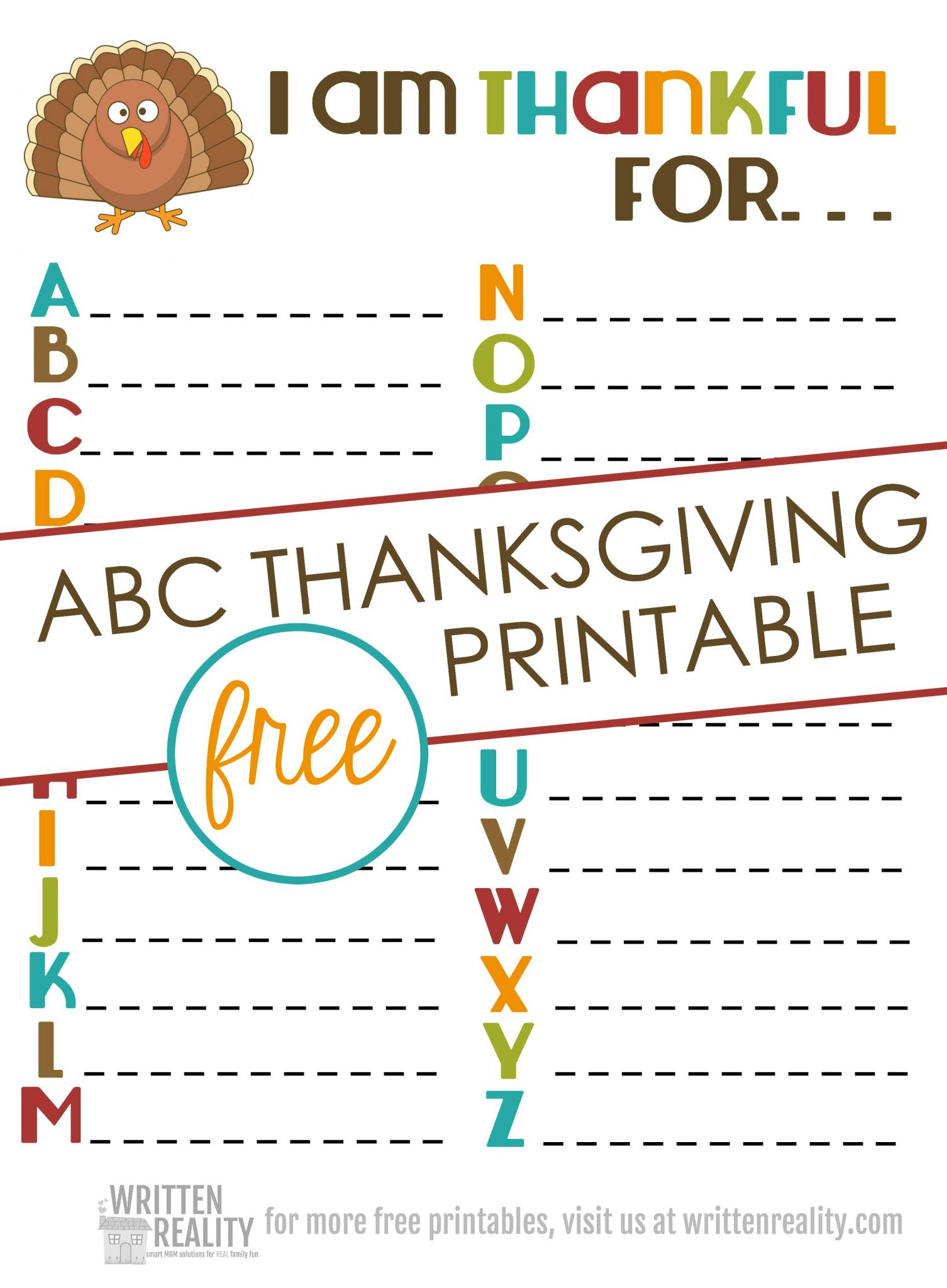 Thankful Abcs Printable Is Perfect For Thanksgiving! - Written Reality intended for Thanksgiving ABC Worksheets