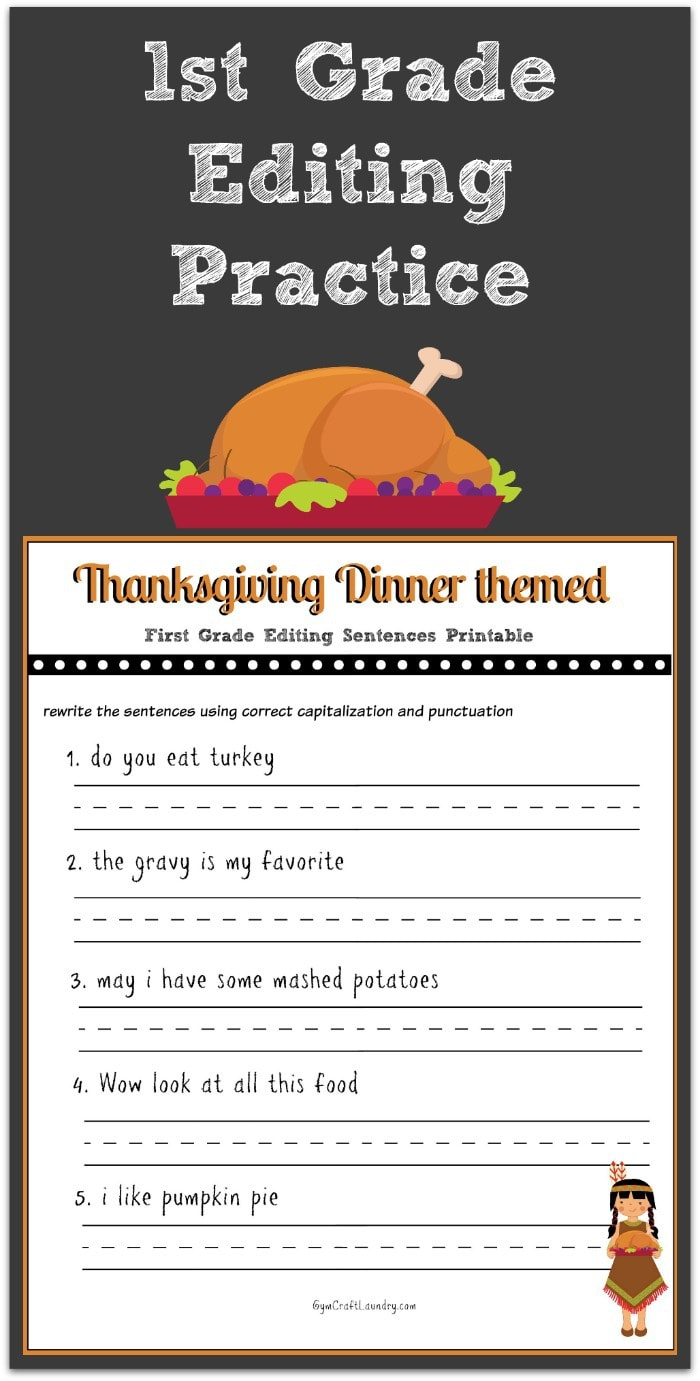 Thanksgiving 1St Grade Editing Printable - Gym Craft Laundry within Thanksgiving Editing Worksheet