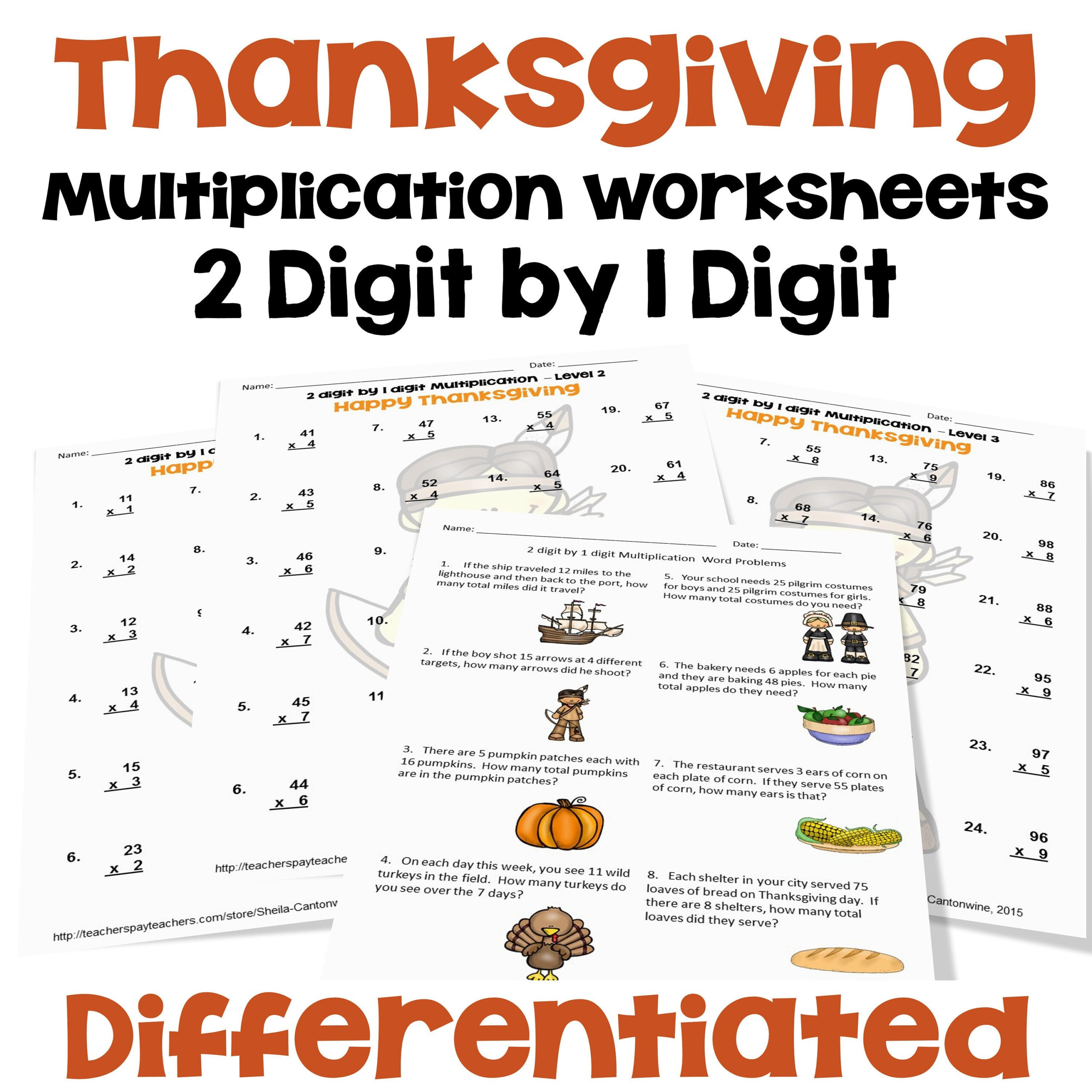 Thanksgiving 2 Digit1 Digit Multiplication Worksheets with regard to Multiplication Worksheets Thanksgiving