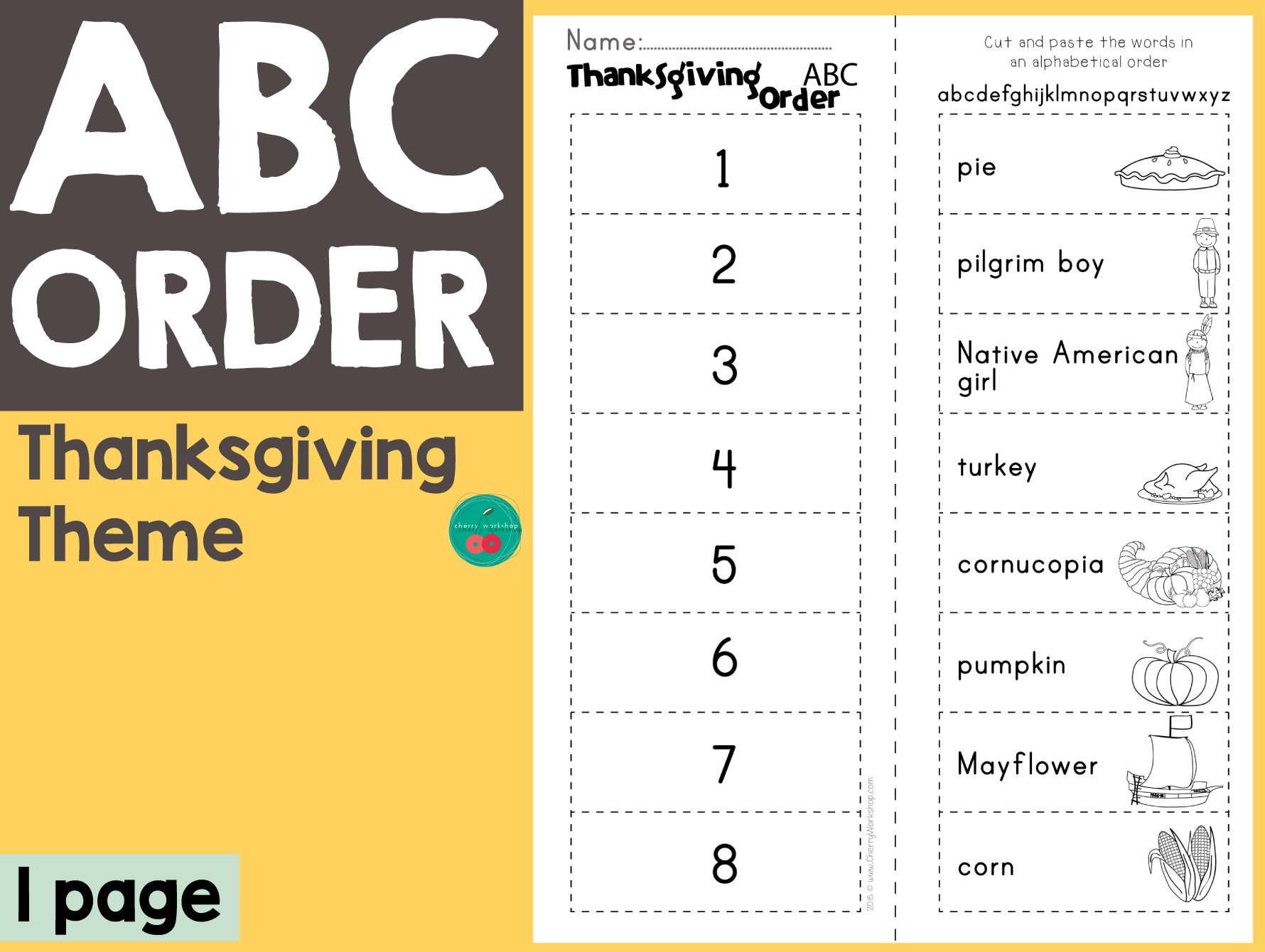Thanksgiving Abc Order in Thanksgiving Abc Order Worksheets
