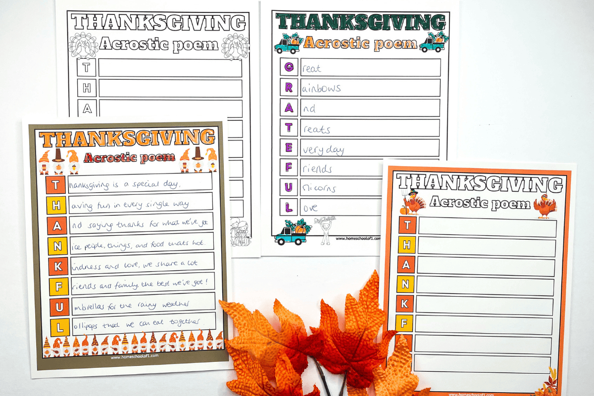 Thanksgiving Acrostic Poem Templates (4 Free Printables) with Thanksgiving Acrostic Poem Worksheet