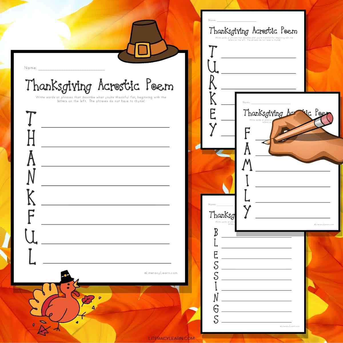 Thanksgiving Acrostic Poems - 4 Free Printables - Literacy Learn regarding Thanksgiving Acrostic Poem Worksheet