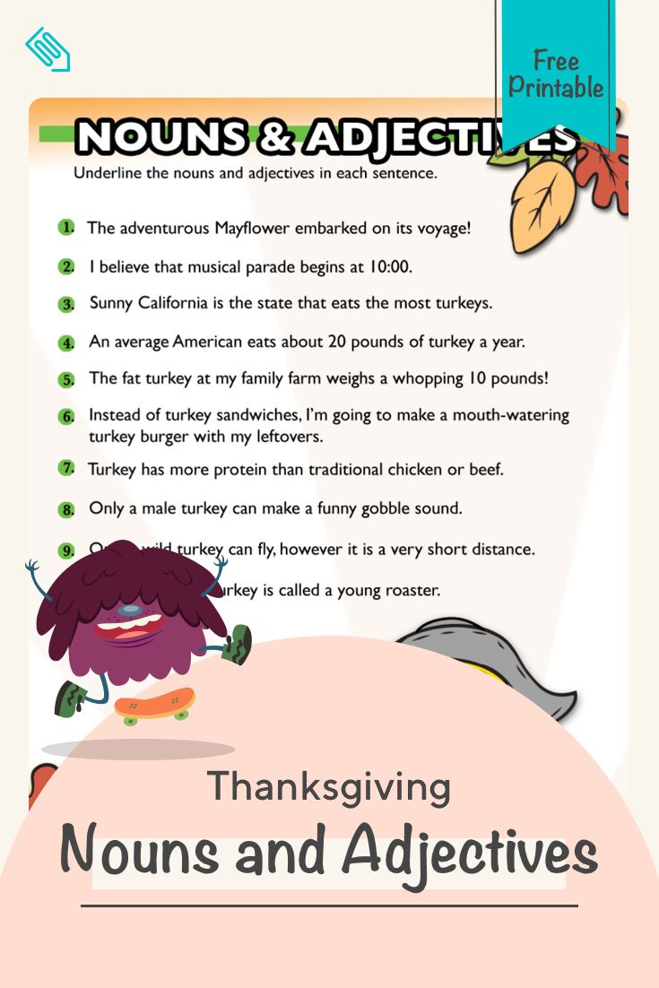 Thanksgiving Adjectives #5 | Worksheet | Education regarding Thanksgiving Adjectives Worksheet
