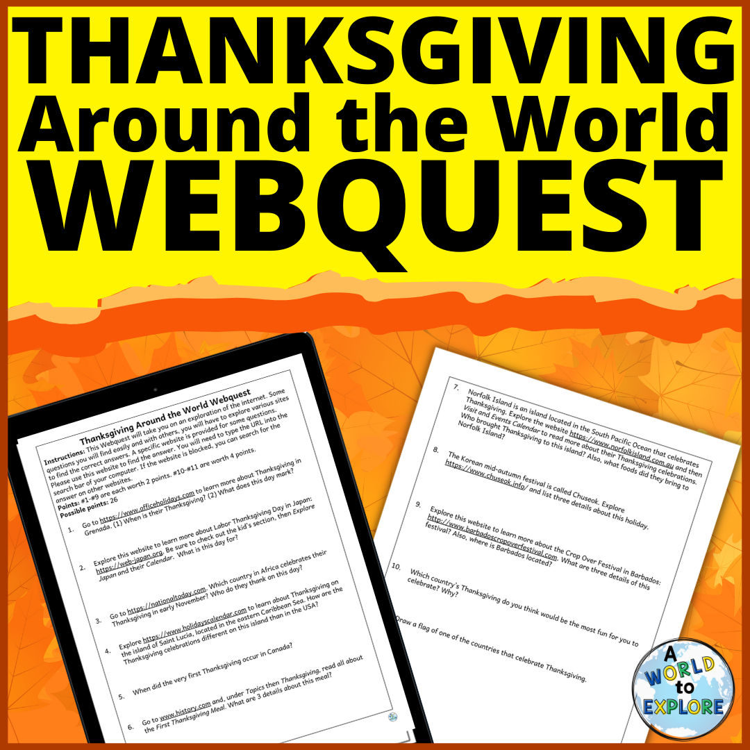 Thanksgiving Around The World Activity A No Prep Webquest | Made for Thanksgiving Around The World Worksheet
