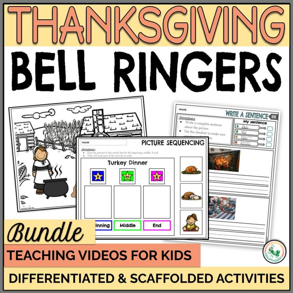 Thanksgiving Bell Ringer Activity Bundle With Sentence Writing inside Thanksgiving Sequencing Worksheet