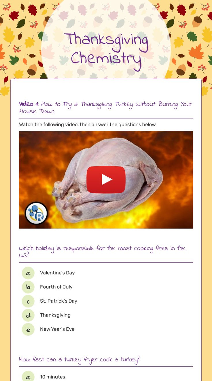 Thanksgiving Chemistry Worksheet for Chemistry Of Thanksgiving Worksheet