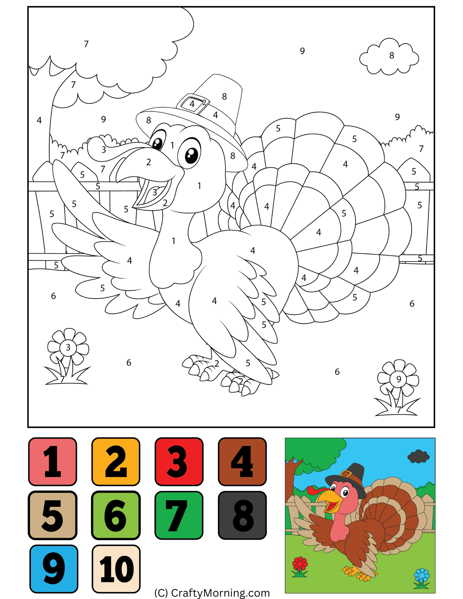 Thanksgiving Colornumber (Free Printables) - Crafty Morning with regard to Color by Number Thanksgiving Worksheets