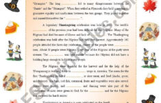 Thanksgiving: Complete-The-Gaps Reading With All The Main with regard to Thanksgiving On Thursday Worksheets