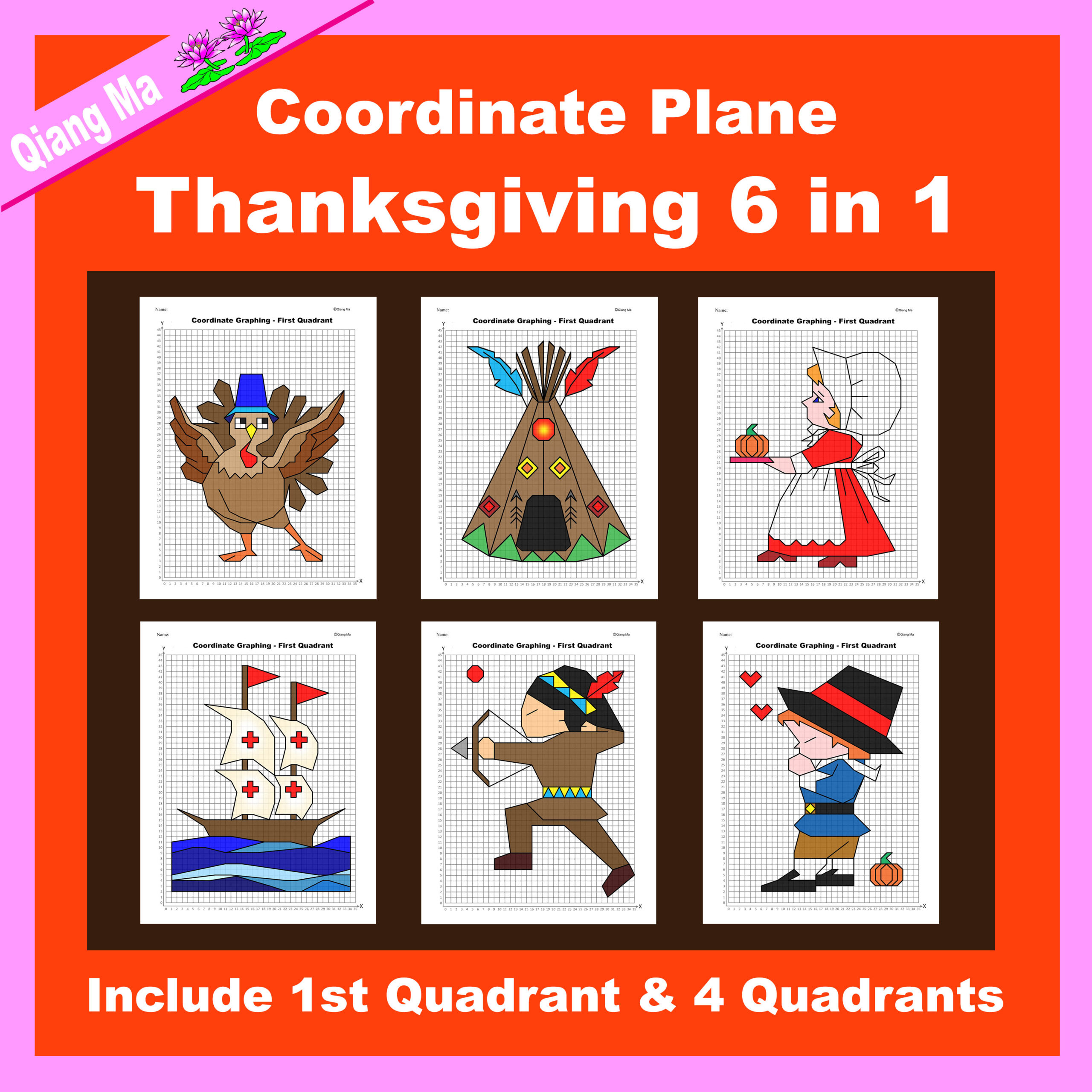 Thanksgiving Coordinate Plane Graphing Picture: Thanksgiving with Thanksgiving Coordinate Graphing Picture Worksheets Free