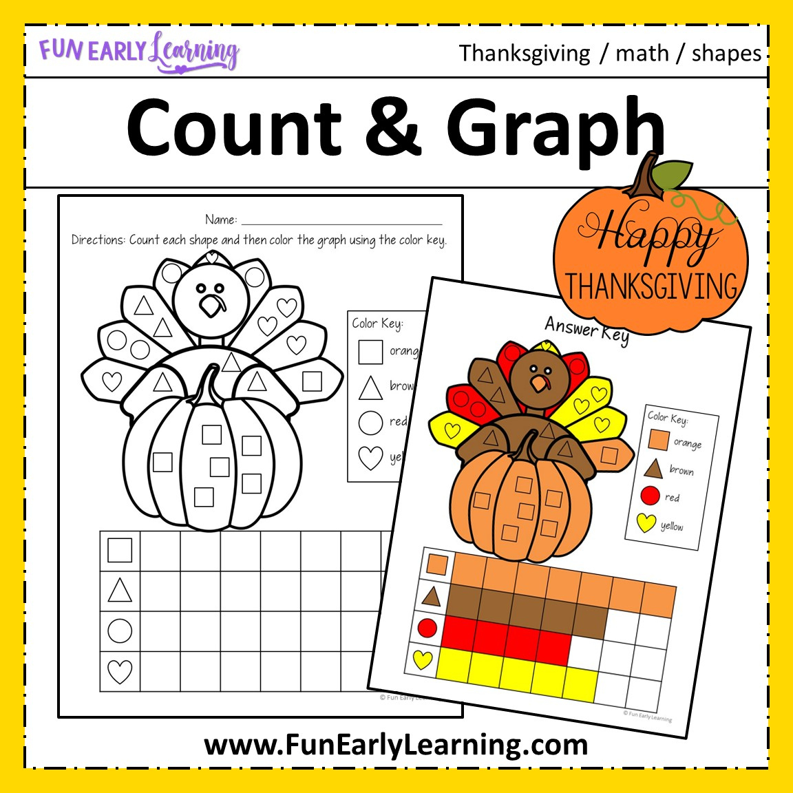 Thanksgiving Count And Graph – Fun Early Learning throughout Fun Thanksgiving Worksheets For Kindergarten