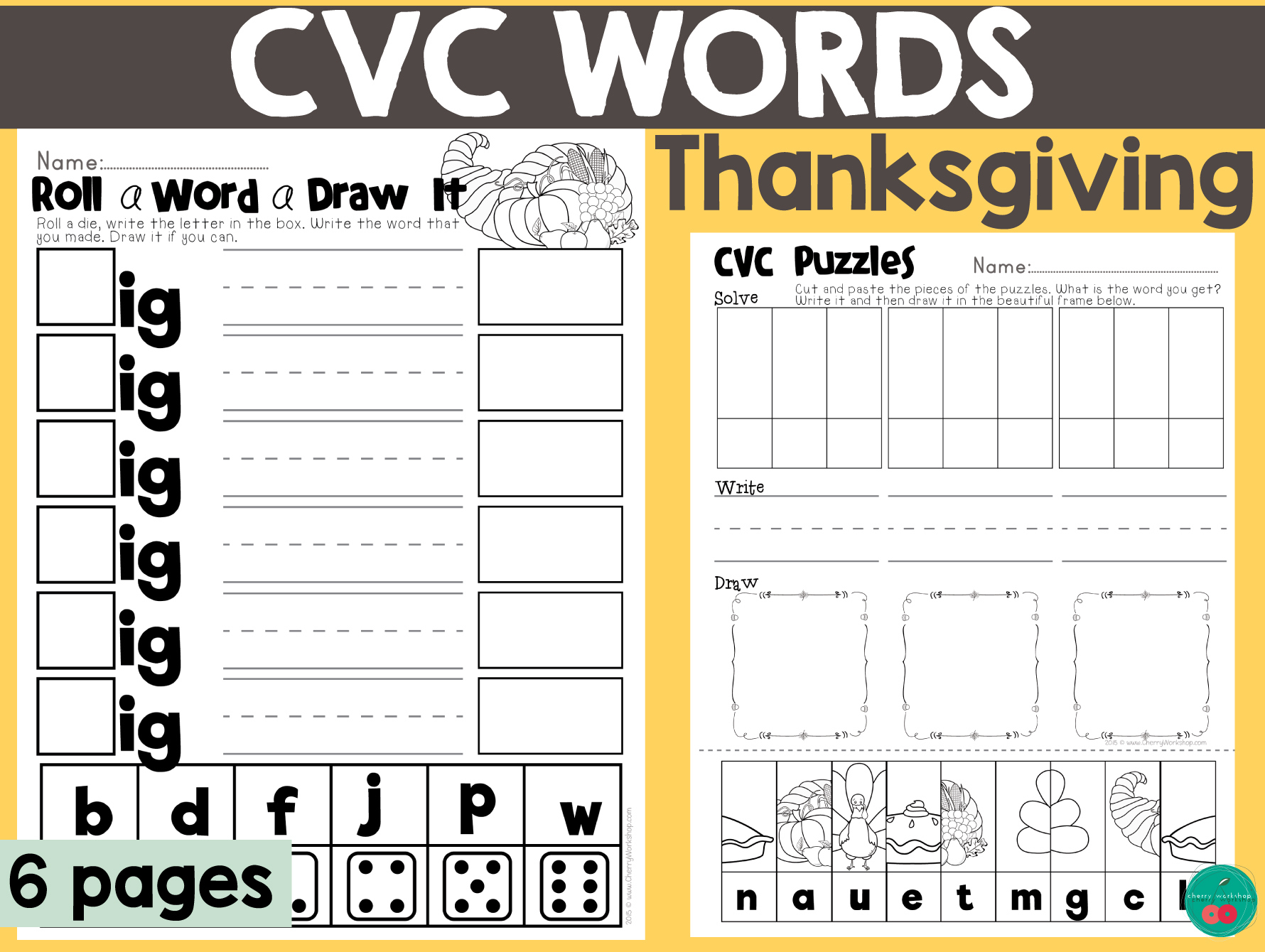 Thanksgiving Cvc Word Activity Pages inside Thanksgiving Cvc Worksheets Free
