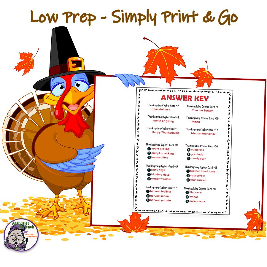 Thanksgiving Cypher Decoding Fun Puzzle Packet in Thanksgiving Decoding Worksheets