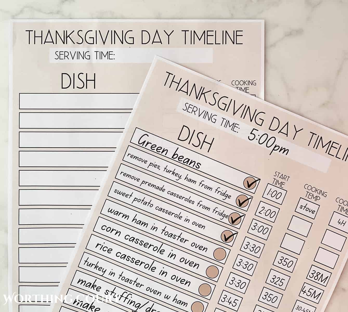 Thanksgiving Day Timeline Worksheet And My Menu - Worthing Court throughout Planning A Thanksgiving Dinner Worksheet