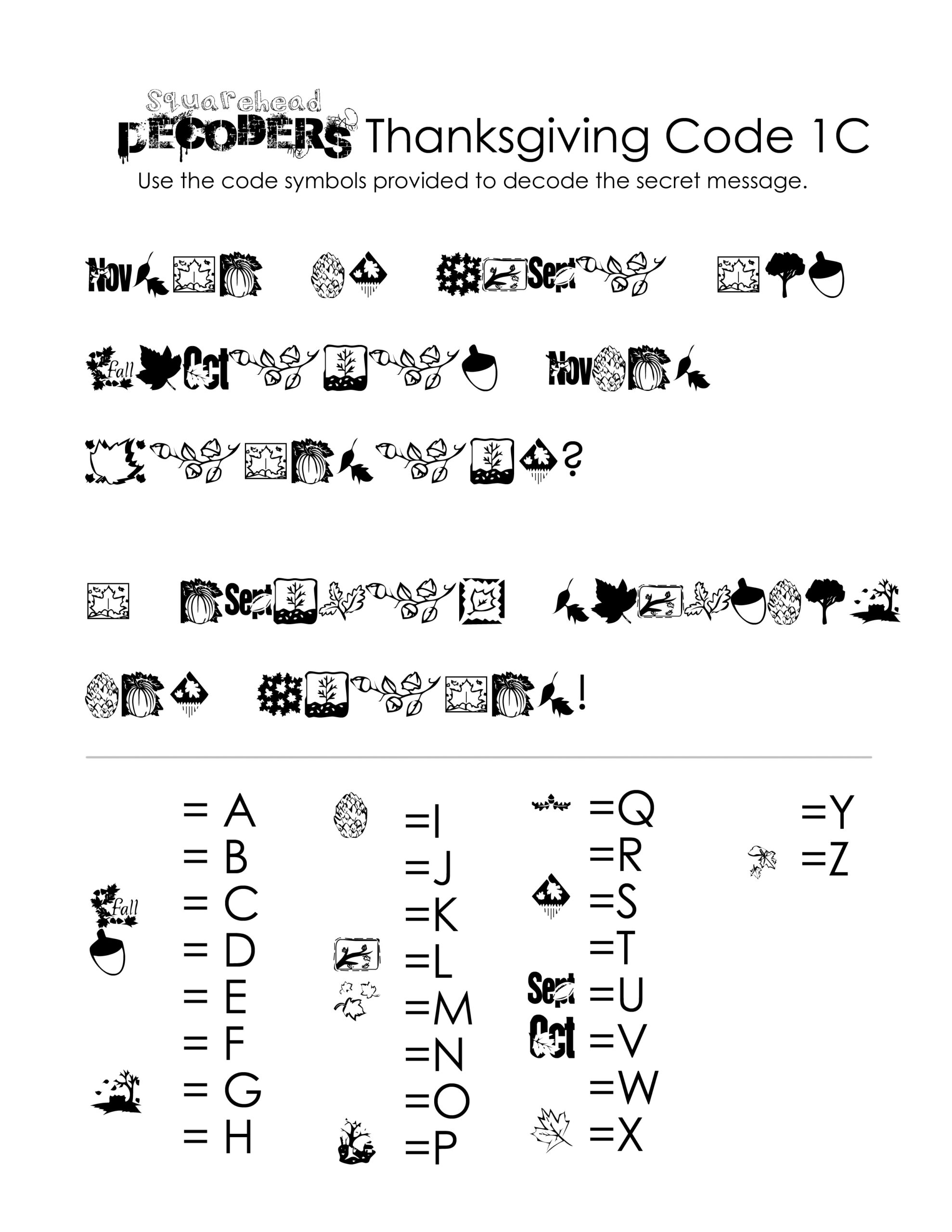 Thanksgiving Decoding Worksheets (Free!) | Squarehead Teachers pertaining to Thanksgiving Decoding Worksheets