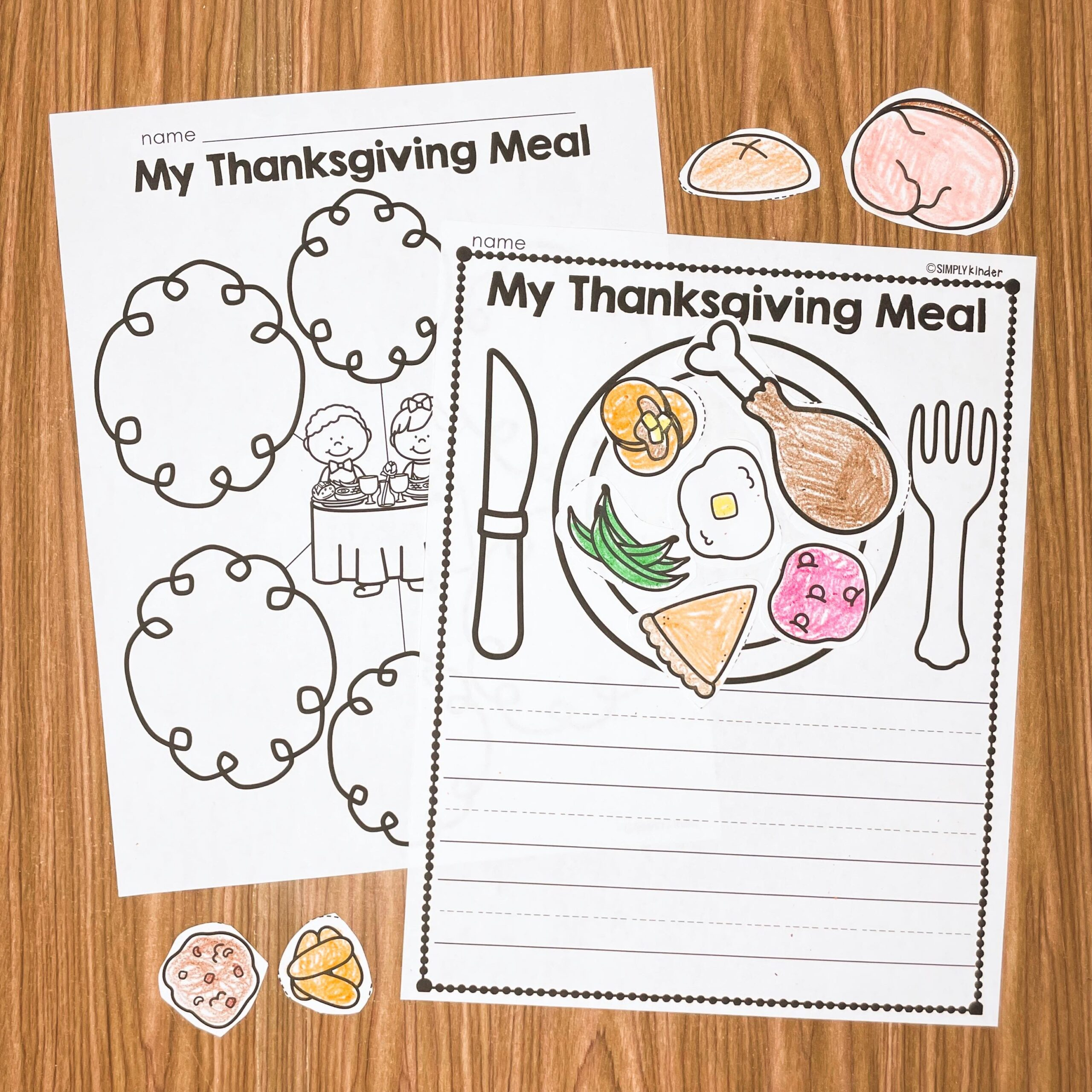 Thanksgiving Dinner Writing Craft - Simply Kinder + Printable regarding My Thanksgiving Meal Worksheet