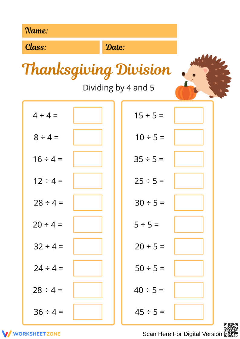 Thanksgiving Division Worksheets &amp;amp; Printable with regard to Thanksgiving Division Worksheets