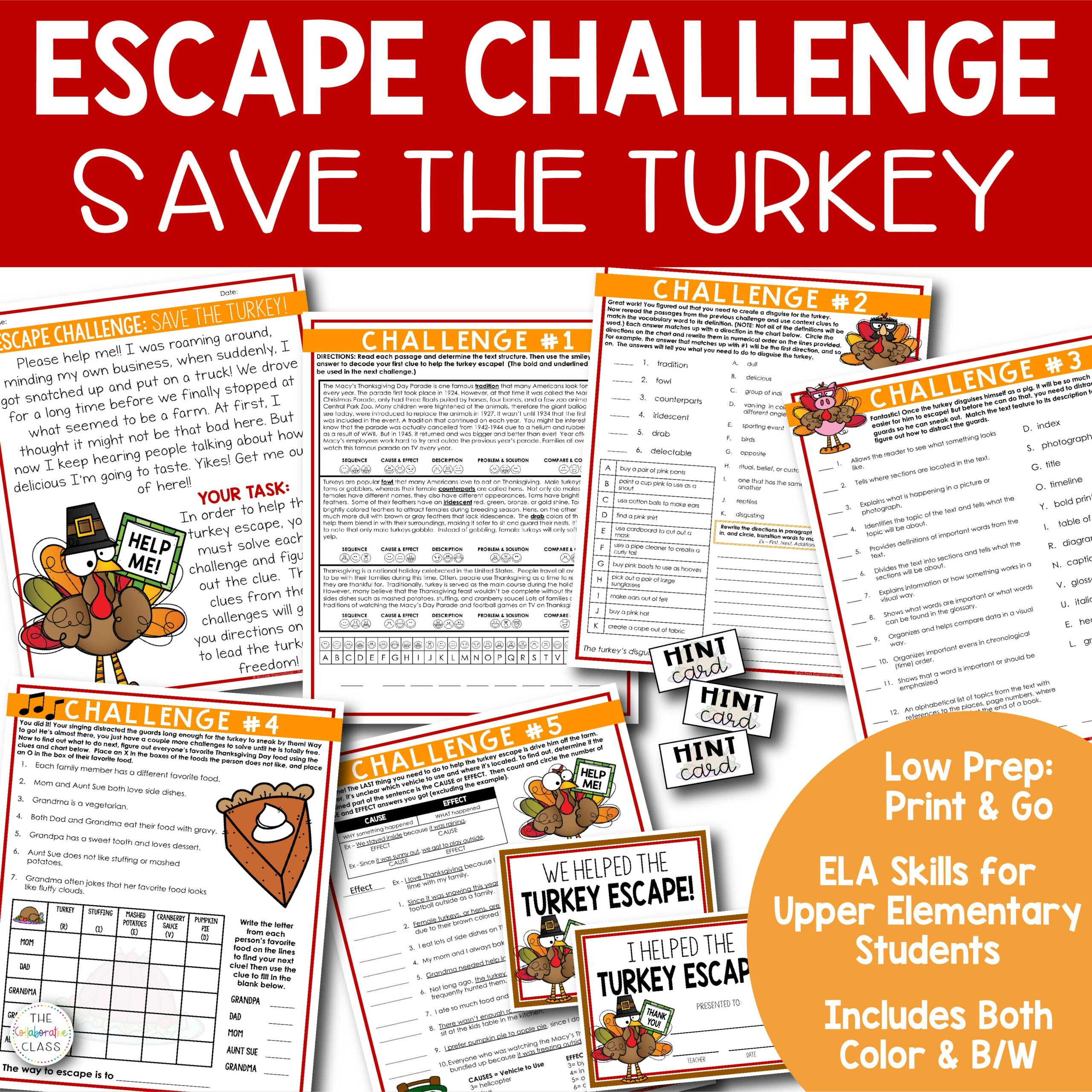 Thanksgiving Escape Challenge - The Collaborative Class with Thanksgiving Challenge Worksheet Answers