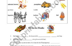 Thanksgiving Fill In The Blanks - Esl Worksheetjbm182 with regard to Thanksgiving Fill in the Blank Worksheets