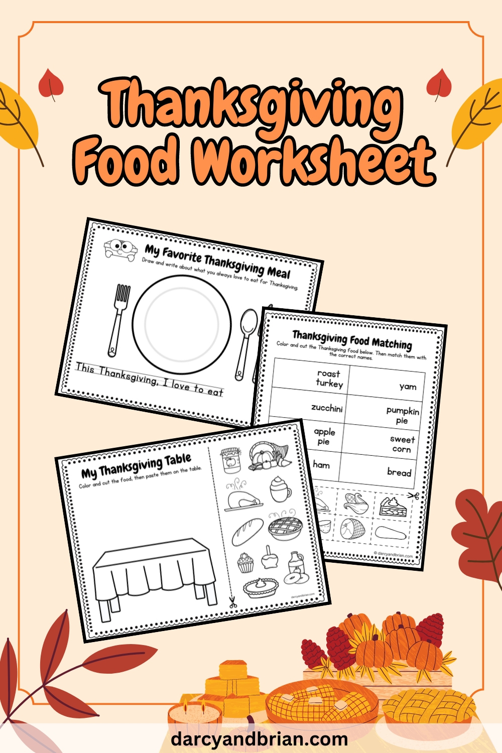 Thanksgiving Food Worksheet | Coloring And Cut Paste Activity in My Thanksgiving Meal Worksheet